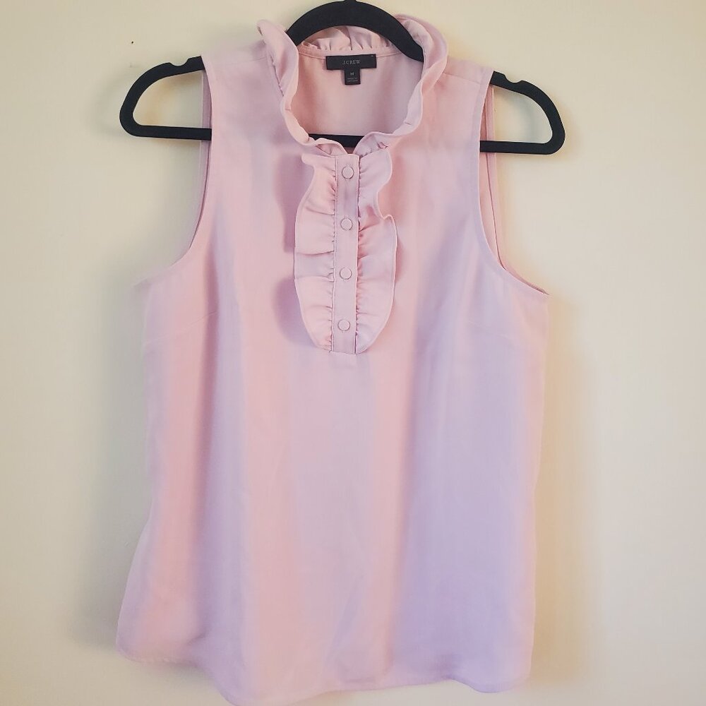J Crew Women's light pink sleeveless top ruffle details SIZE - M
